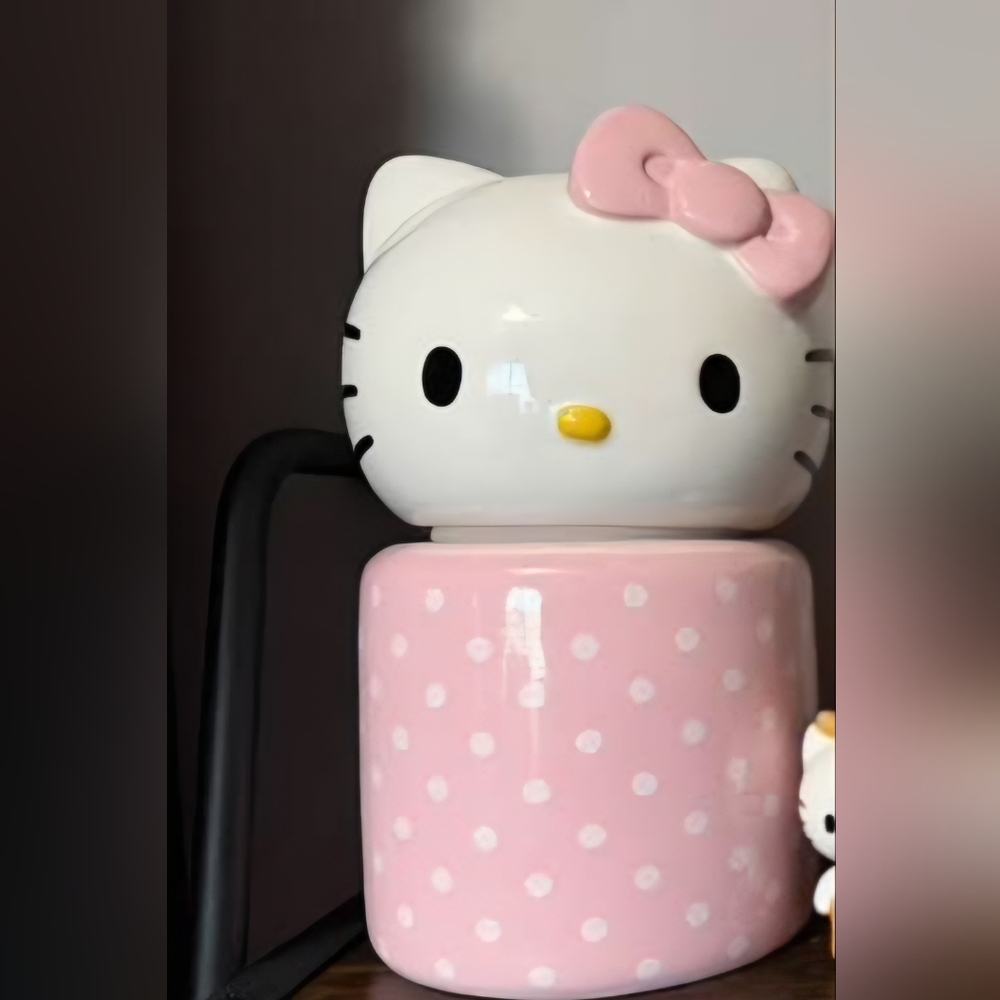 Hello Kitty Pink Polka Dot Ceramic Jar